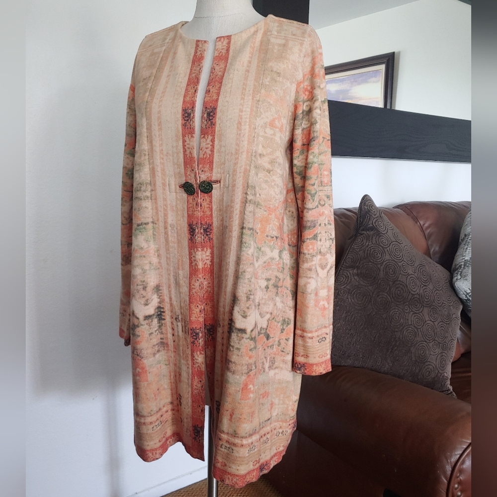 Soft Surroundings Label Noir Oushak Tapestry Print Cardigan Size Medium